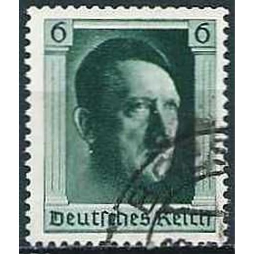 Allemagne, 3ème Reich 1937 - 48eme Anniversaire Chancelier Hitler, 6 Pfg Vert Foncé, Catalogue Michel 647, Filigrane Croix Gammées Oblitéré, Tbe