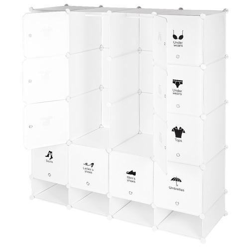 Armoire Étagères Plastique Meuble Rangement Chambre 20 Cubes - Blanc Penderie Souple