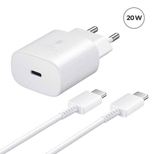 Chargeur Rapide 20w Usb-C + Câble Usb-C Vers Usb-C Pour Huawei Mate 20 X 7.2" Blanc