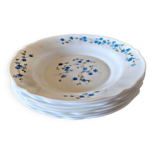 6 Assiettes Creuses Arcopal Myosotis Multicolore