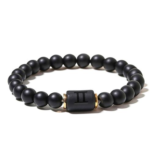 Zense - Bracelet Zodiaque Noir Gémeaux Étirable Homme Avec Perles Onyx Zb0383