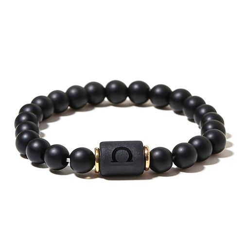 Zense - Bracelet Zodiaque Noir Balance Étirable Homme Avec Perles Onyx Zb0387