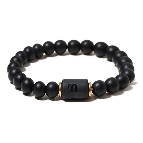 Zense - Bracelet Zodiaque Noir Capricorne Étirable Homme Avec Perles Onyx Zb0390