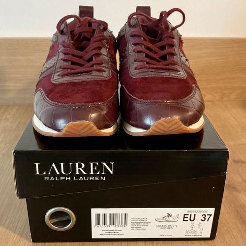 Ralph Lauren Sneakers Femme Colten, Pointure 37, Cuir Marron/Red