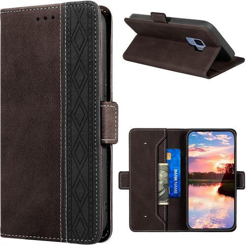 Coque Pour Samsung Galaxy S9 5.8 Pouces Housse De Portefeuille Etui À Rabat Premium En Cuir Pu Pour Samsung Galaxy S9 Brun