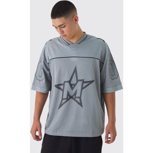 Maillot De Football À Col V Et Écussons Homme - Gris - Xs, Gris