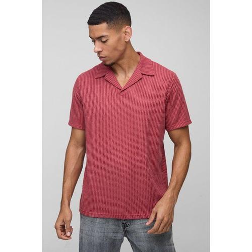 Polo Droit En Tissu Gaufré Homme - Rose - S, Rose