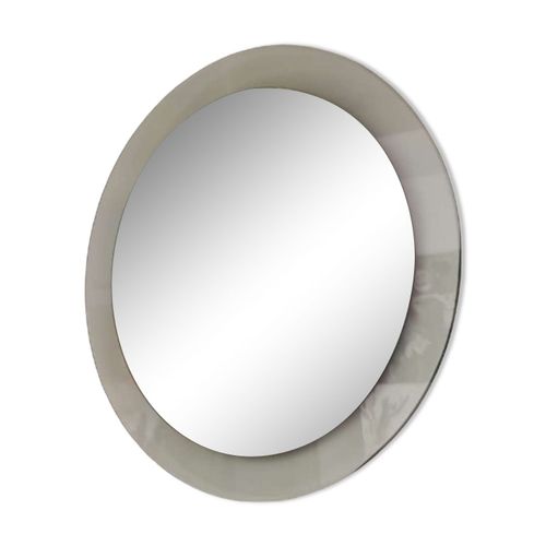 Miroir rond vintage sur plexiglas 60cm transparent