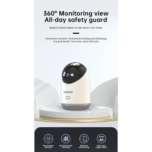 Caméra de surveillance Lenovo 360° - Détection d'alarme, garde de sécurité