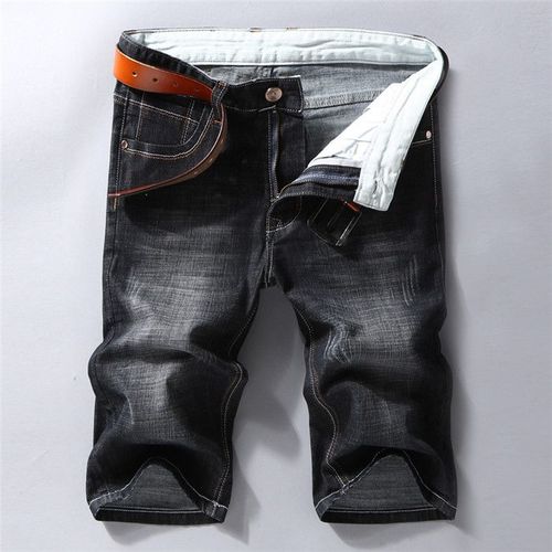 Short En Jean Slim Pour Homme Style,Section Mince,Force Élastique,Coupe Slim,Vêtements De Marque,Noir Et Bleu,Été 2023