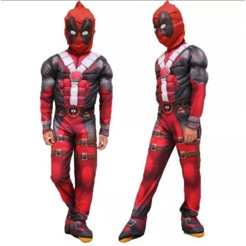 Costume Deadpool Xmen Musclé Deguisement  Enfant 3 Tailles Dispinible Au Choix Cosplay Super Héro X-Men Idée Cadeau Carnaval Halloween Anniversaire Noël