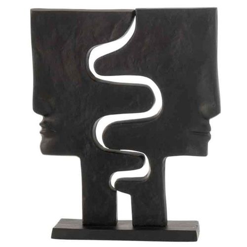Paris Prix - Statuette Déco "visages Imbriqués" 38cm Noir