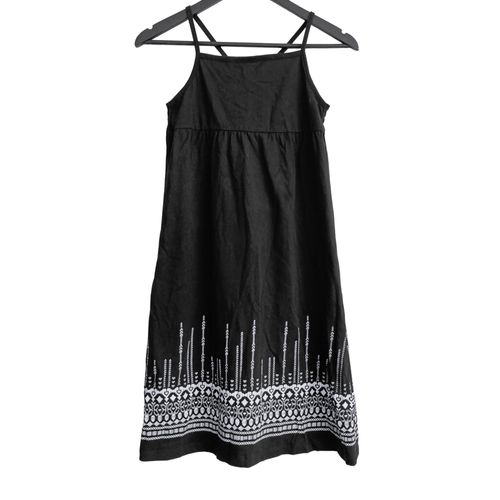 Robe Noire A Decor Blanc. In Extenso. Coton. 12 Ans. 143 / 155 Cm