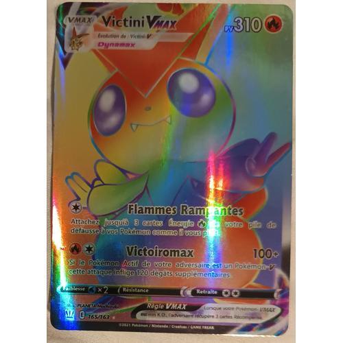 Carte Pokémon Victini Vmax Pv 310 Evolution De Victini V Dynamax Attaques: Flammes Rampantes + Victoiromax 100+ Illustration:165/163