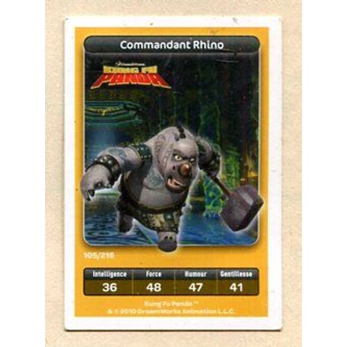 Carte Dreamworks - " Kung Fu Panda " : Commandant Rhino - 2010