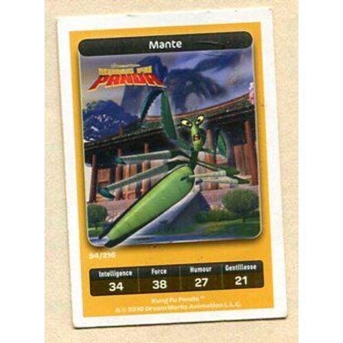 Carte Dreamworks - " Kung Fu Panda " : Mante - 2010