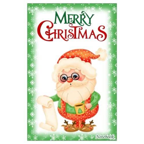 Notebook - Merry Christmas 92 Journal: Great For Gift, Small Journal, 6x9 In 114 Pages White Paper Blank Journal With Black Cover Perfect Size For School Work Or Home