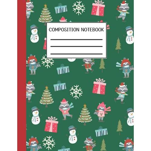 Christmas Raccoon Composition Notebook: Raccoon Christmas Tree Journal For Raccoon Lovers Primary Notebook 8.5 X 11 Inches Lined