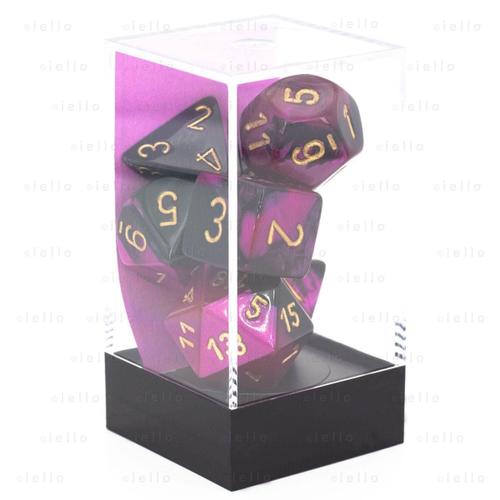 Iello Chessex - Set De 7 Dés - Gemini - Noir-Violet/Or