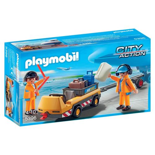 Playmobil 5396 - Agents Avec Tracteur À Bagages