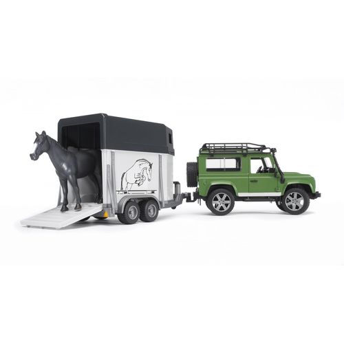 Bruder Land Rover Defender 90 Break Avec Van Et Un Cheval