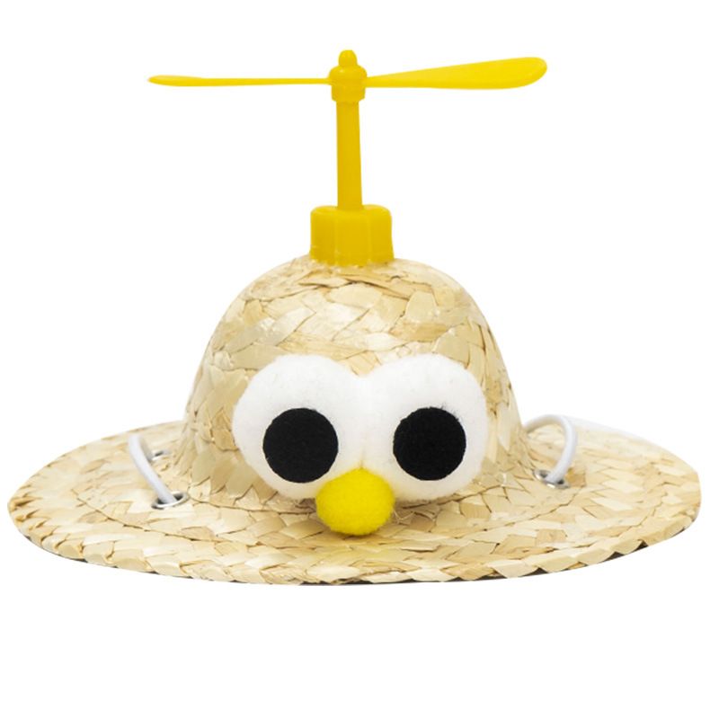 (Yeux Jaunes-S)Chapeau De Soleil En Paille Pour Petit Animal De Compagnie, Joli Chapeau De Costume Pour Chiens, Chiots, Mini Chapeau De Protection Contre