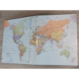 Classeur Esselte - Le Monde - Planisphère Van Der Grinten - Années 1980-1990 - Avec Urss , Yougoslavie , Zaïre Etc...