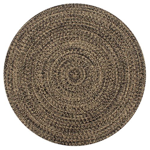 Tapis Fait À La Main Jute Noir Et Naturel 90 Cm Dec023520