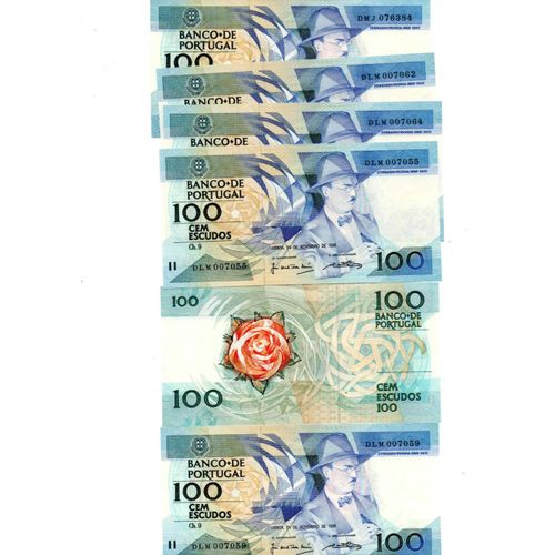 Six Billets ,100 Escudos ( Pessoa ) ,Du Portugal .