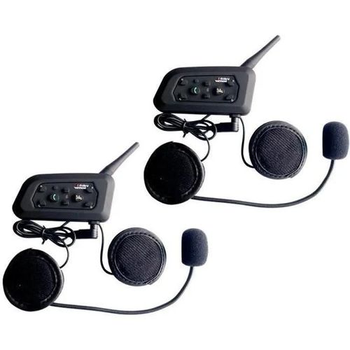 2 X Intercom Moto Vnetphone V6-1200 Sans Fil Radio Oreillette Bt Tanches Avec Micro 1200m Pour 6 Motards Amateurs De Ski (2pcs)