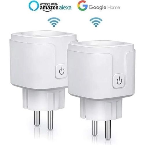 2PCS Prise Connectée Wifi, 16A Compatible avec Android iOS Amazon Alexa Google Home Assistant Courant Programmable Télécommande