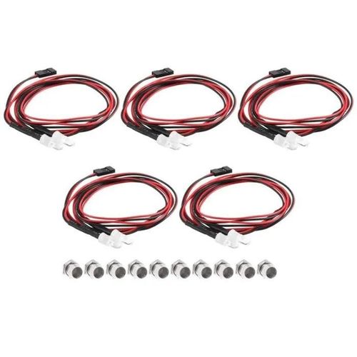5 PiCes 2 LED 5 mm Phares RC Accessoires LumiRes LED pour VHicule de Voiture ModLe 110 Drift Rouge PZCC