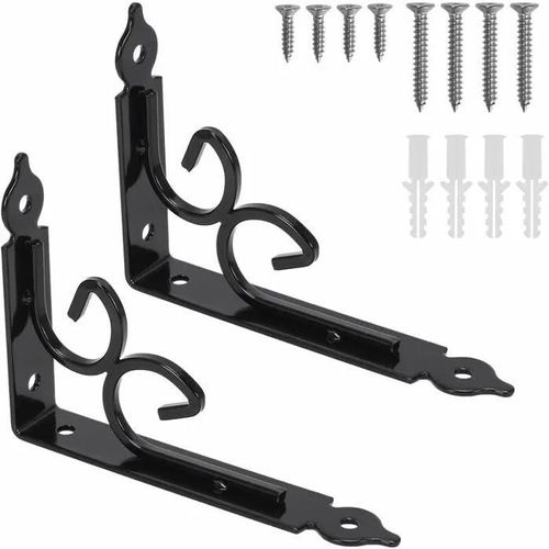 2pcs Equerre Etagere Murale Equerre Charge Lourde Equerre Metal Noir Vintage 150 115 3mm Equerre Fixation Equerre Fer Forge Av Pzc