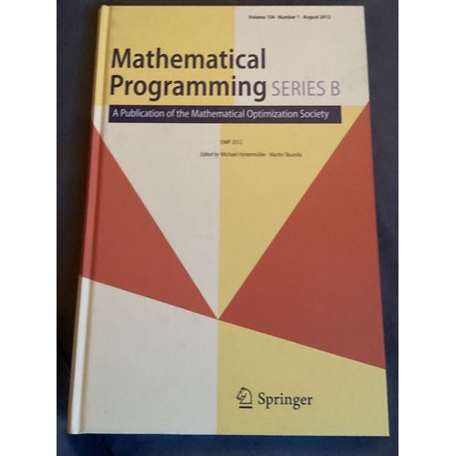 Mathematical Programming Series B Volume 134 / August 2012