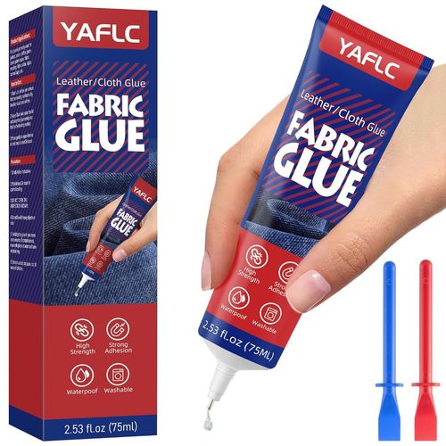 Colle pour Tissu 75ml, Colle Tissu Extra Forte Lavable en Machine, Colle Textile pour Tissus, Textiles, Jeans et Polyester