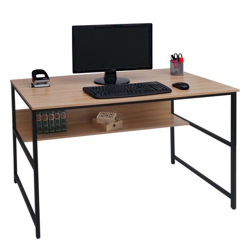 Bureau Hwc-K80, Table D'ordinateur Table De Travail Tablette, Métal Mdf 120x60cm   Naturel