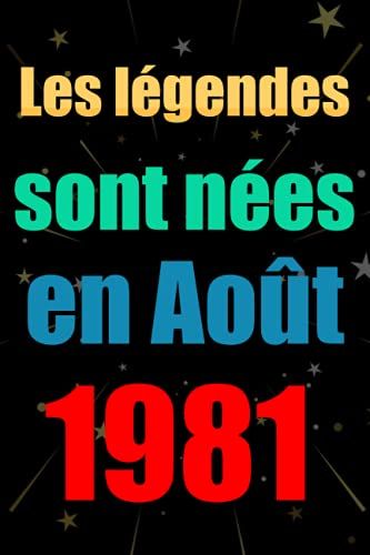 Les Légendes Sont Nées En Août 1981: Carnet De Notes Joyeux Anniversaire , Cadeau D'anniversaire Personnalisé Pour Lui, Cadeau Pour Grand Père, Mari, Époux , Femme, Fille - 110 Pages