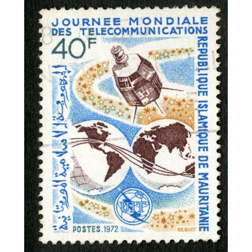 Timbre Oblitéré République Islamique De Mauretanie, Journée Mondiale Des Télécommunications 40 F, Postes, 1972