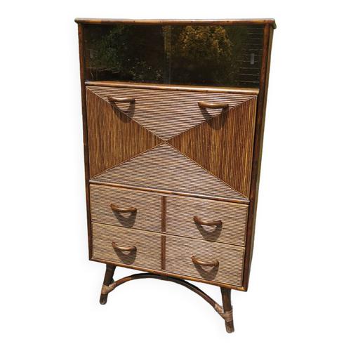 Meuble Bar Vintage En Bambou Marron