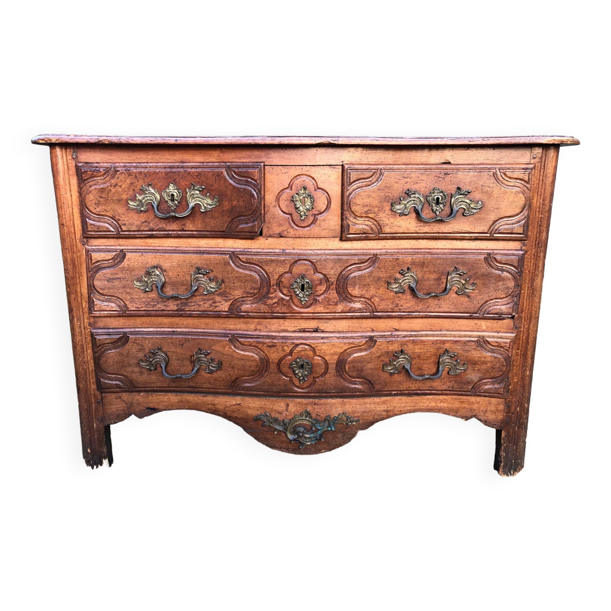 Commode Louis Xv Dpoque En Noyer Massif Bois