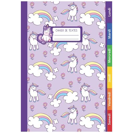 Cahier De Textes Licorne Pour Fille En Primaire CP CE1 CE2 CM1 cahier-de-textes-licorne-pour-fille-en-primaire-cp-ce1-ce2-cm1