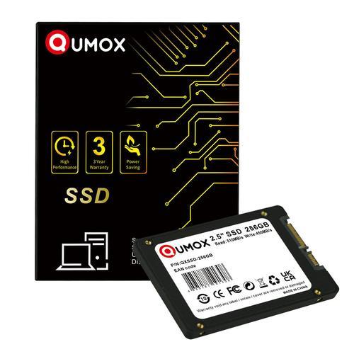 QUMOX SATA SSD 256Go Solid State Drive Solution de Stockage Vitesses de Lecture Jusqu'au 510MB/s et des Vitesses d'ecriture Jusqu'au 450MB/s