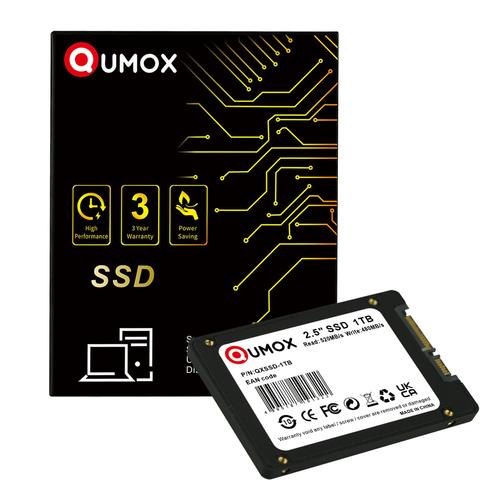 QUMOX SATA SSD 1To Solid State Drive Solution de Stockage Vitesses de Lecture Jusqu'au 520MB/s et des Vitesses d'ecriture Jusqu'au 480MB/s