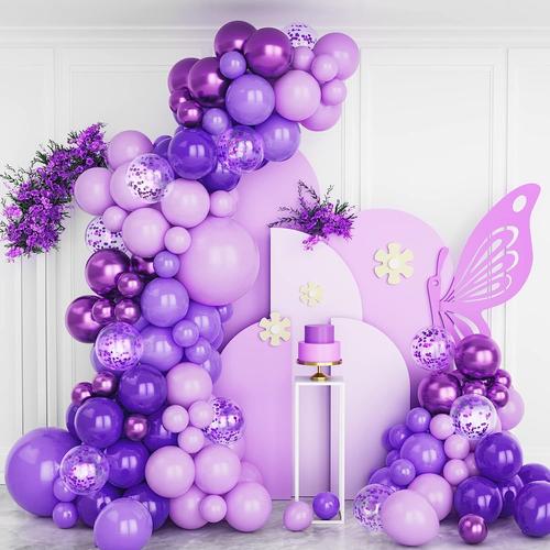 Kit Arche Ballons Violet, 122 PCS 5 12 18 Pouces Clair Violet