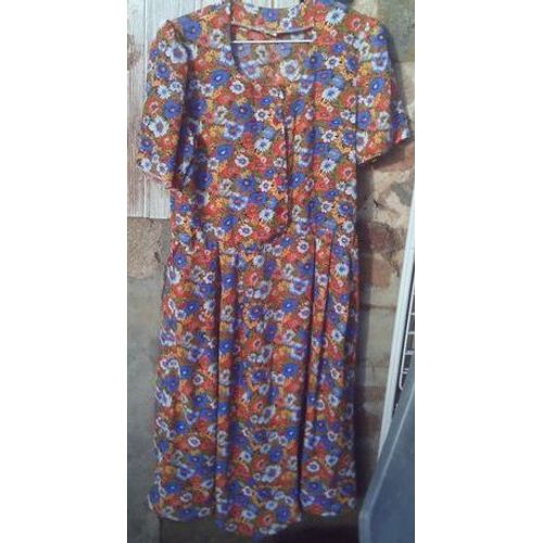 Robe Longue - Manches Courtes - Synthétique - Taille 42 - ( Petite Couture A Faire)