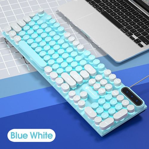 Pinson-Drapeau de jeu robotique jetable,câble de clavier lumineux,clavier externe pour ordinateur portable,papier punk,nuit - Type Blue White