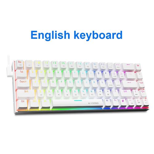 E-YOOSO Z686 RVB USB Mini jeu mécanique mince clavier filaire interrupteur rouge 68 prédire russe brésilien portugais pour ordinateur - Type Z686RGB-White-Red axis #A