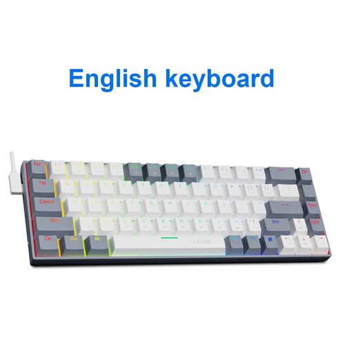 E-YOOSO Z686 RVB USB Mini jeu mécanique mince clavier filaire interrupteur rouge 68 prédire russe brésilien portugais pour ordinateur - Type Z686RGB-WG-Red axis #A