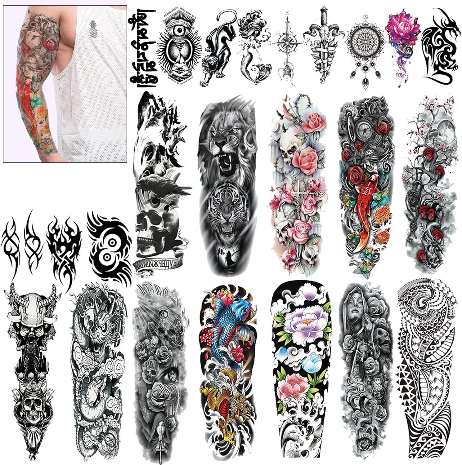 Tatouage temporaire pour homme femmes Manchette tatouage Tattoo