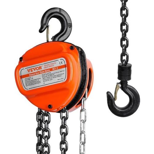Palan à Chaîne Manuel -VEVOR - 1T 2,8m Capacité Levage - Acier Allié G80 Frein Double Cliquet Guidage de Chaîne
